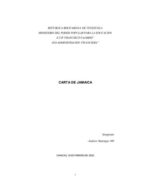 Carta a jamaica
