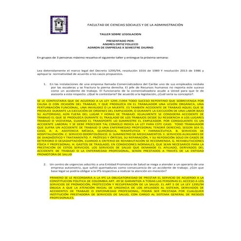 Taller academico de Salud ocupacional