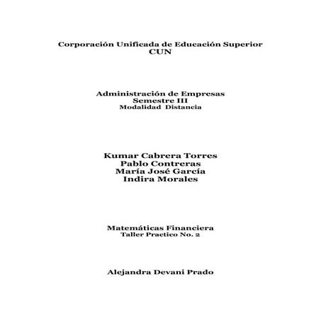 Taller 2 matemática financiera Interés Compuesto | PDF