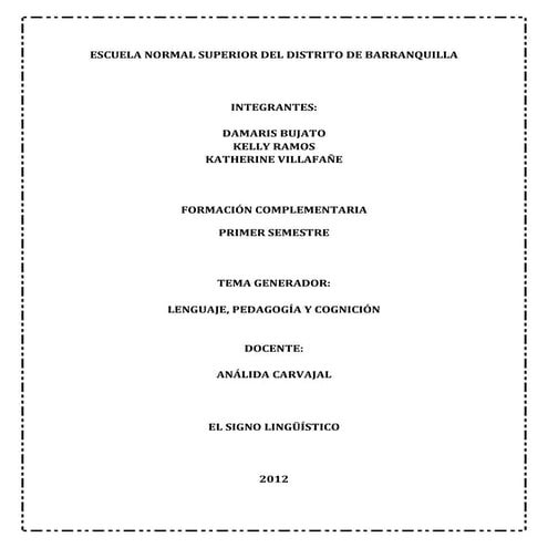 EL SIGNO LINGÜÍSTICO