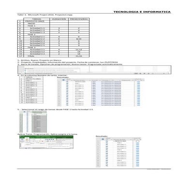 Taller 3 microsoft project 2016