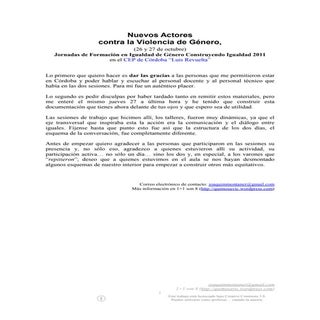 Nuevos Actores contra la Violencia ...