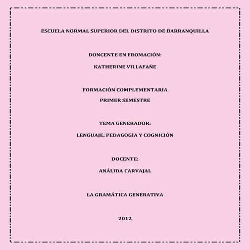 GRAMÁTICA GENERATIVA - NOAM CHOMSKY