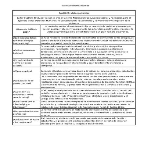 Taller #4 MATONEO ESCOLAR