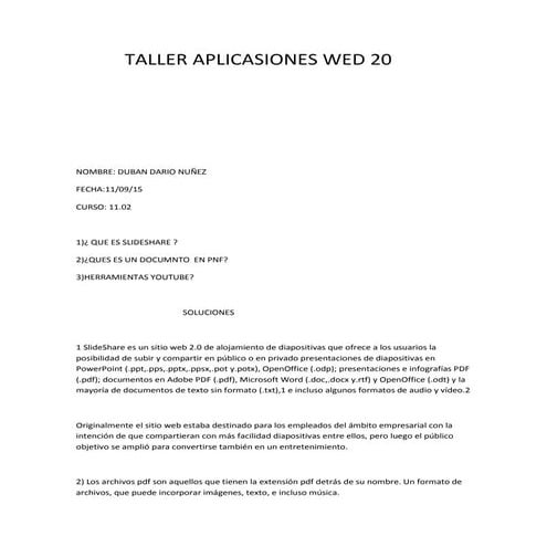 Taller aplicasiones wed 20