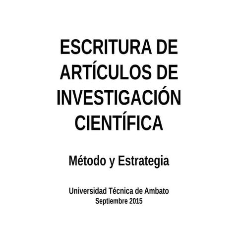 Escritura de Artículos Cientificos