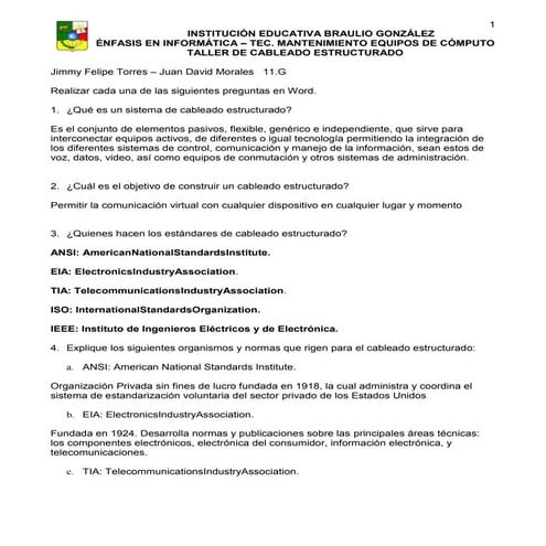 Taller cableado estructurado