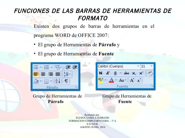 Principales herramientas de word