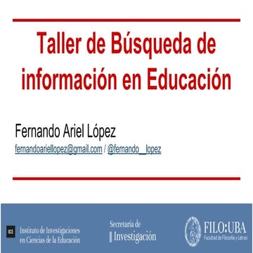 Taller de búsqueda de información en Educación (IICE - UBA)