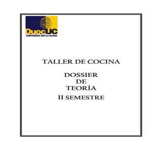 Taller de  cocina institucional teoria