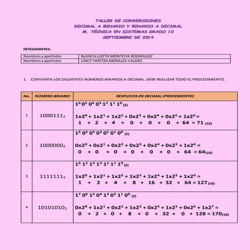Taller de conversiones de B/D y D/B CORRECCION