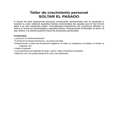 Taller de crecimiento personal | DOCX