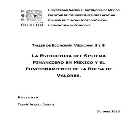 Taller de economía mexicana ii tomás acosta