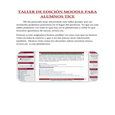 Taller de edición moodle para alumnos tice