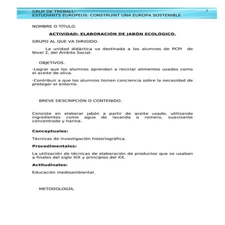 Taller de elaboración de jabón ecológico