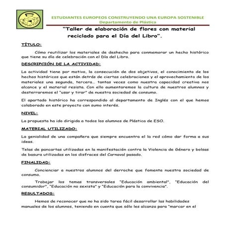 Taller de eleboración de flores