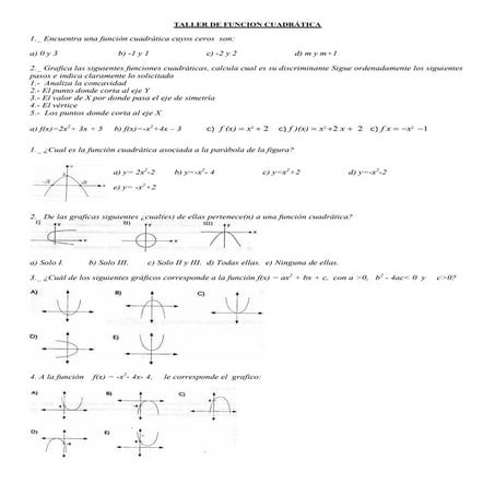Taller de funcion cuadrática