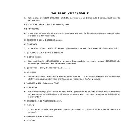 Taller De Interes Simple