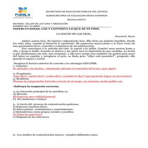 Taller de lectura y redacción ejemplo