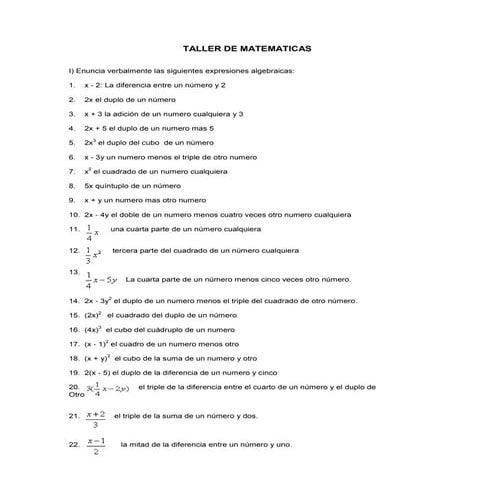 Taller de matematicas 