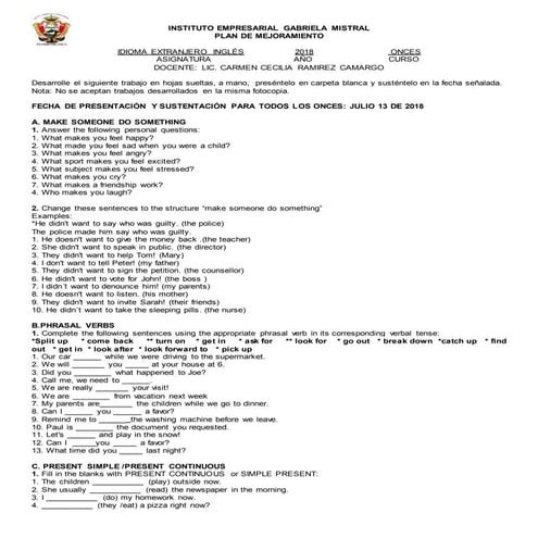 Taller de nivelacion ii p 11 ingles 2018