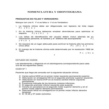 Taller De Nomenclatura Y Odontograma