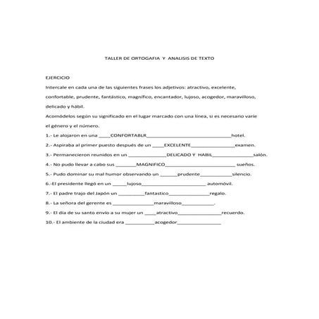 Taller de ortogafia  y  analisis de texto