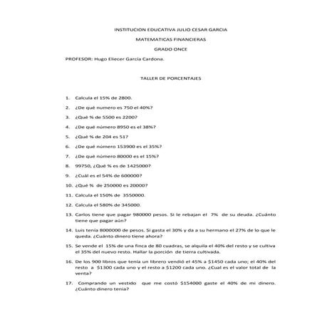 TALLER DE %