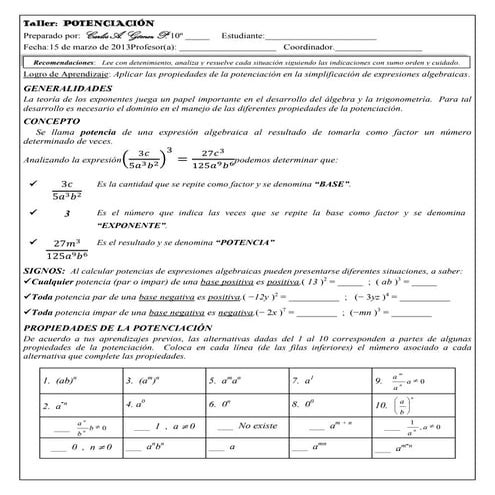 Taller de Potenciación