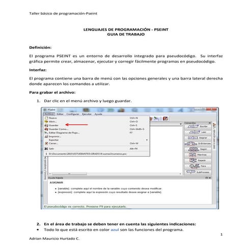 Taller de programacion pseint guia | PDF