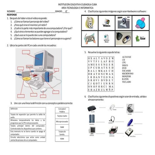 Taller de repaso informatica grado 6 | PDF