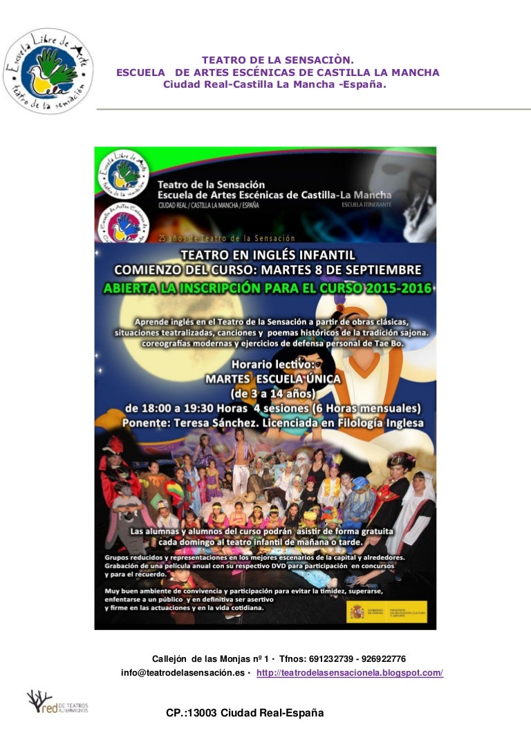 Taller De Teatro En Ingles Con Ficha De Inscripcion 2015 016 ingles con ficha de inscripcion 2015 016
