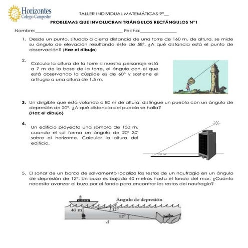 Taller de triángulos rectángulos