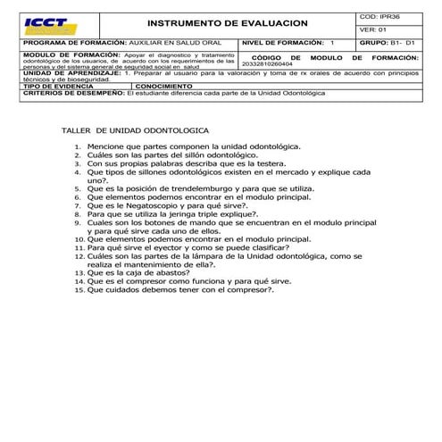 Taller de unidad odontologica
