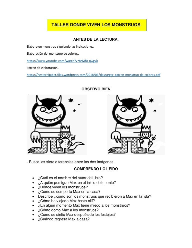 Taller Cuento Donde Viven Los Monstruos