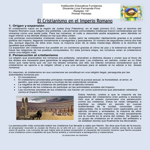 El Imperio Romano Y El Cristianismo Resumen Pdf