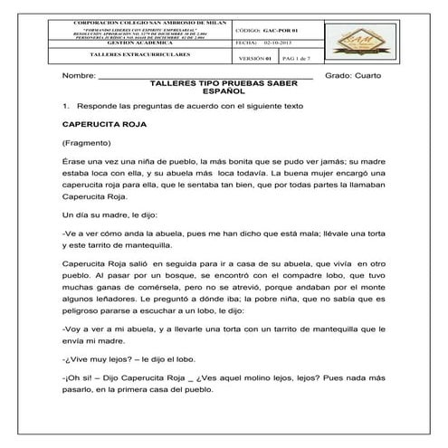 Talleres de español y naturales 4