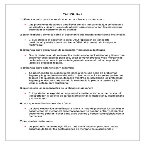 Talleres legislacion aduanera