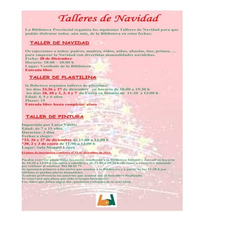 Talleres de Navidad 2013
