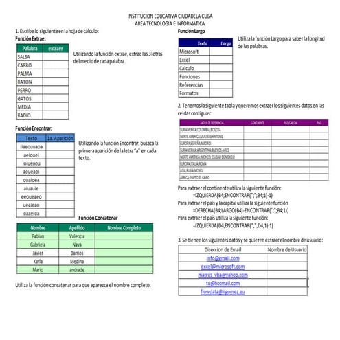 Taller excel 16 funciones de texto