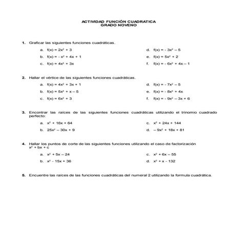 Taller funcion cuadratica chircales