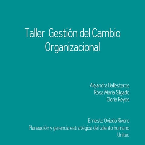 Charla Gestion en el manejo del Cambio Organizacional | PDF