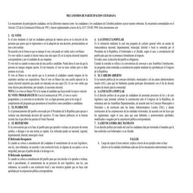 Taller grado noveno mecanismos de participacion ciudadana