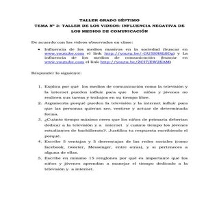 Taller grado séptimo videos medios ...