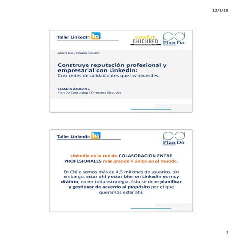 Taller LinkedIn Cowork Chicureo