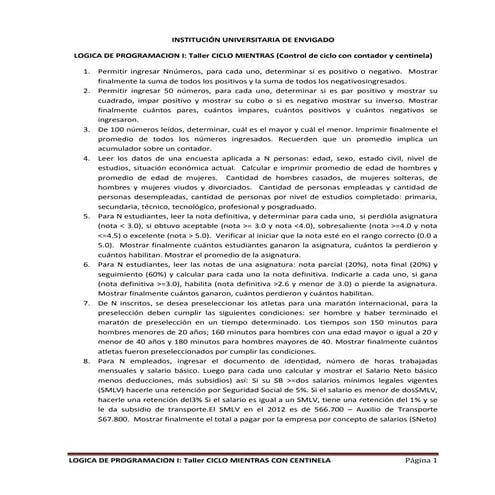 Taller logica ciclo mq  centinela 2013