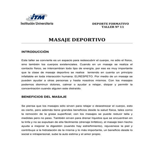 Taller nº 11 masaje