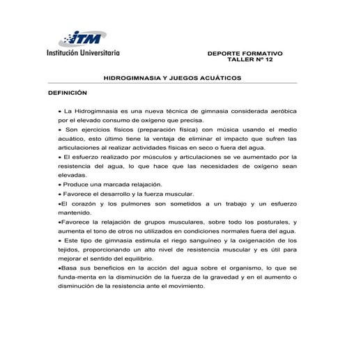 Taller nº 12 hidrogimnasia 2012