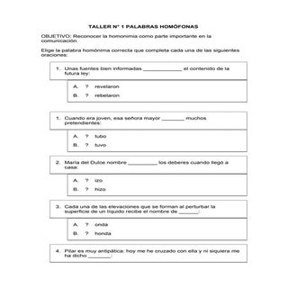 Taller n° 1 palabras homófonas