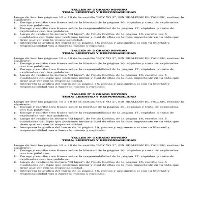 Taller nº 3 grado noveno libertad y responsabilidad